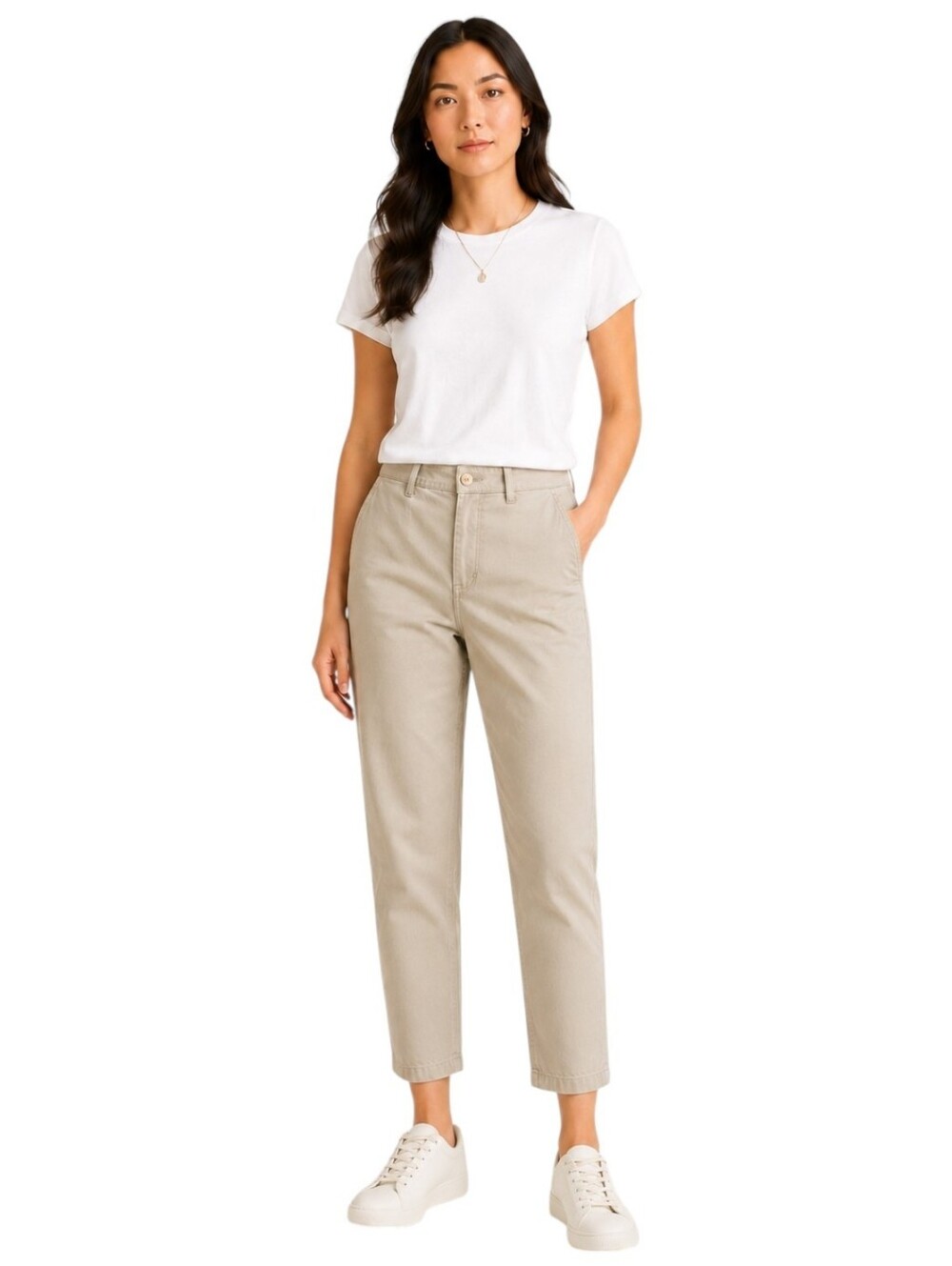 Everlane Cotton Chino Tapered Leg Khaki Pants Stretch Stone Women's Size 8